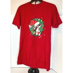 Buc-ee's Unisex Christmas T-Shirt Never Calm Always Bright Bucee's Red Size Med